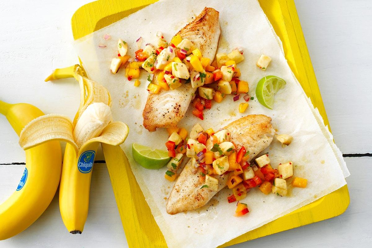 Weißfisch mit Bananen-Mango Salsa