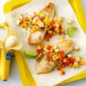 Weißfisch mit Bananen-Mango Salsa