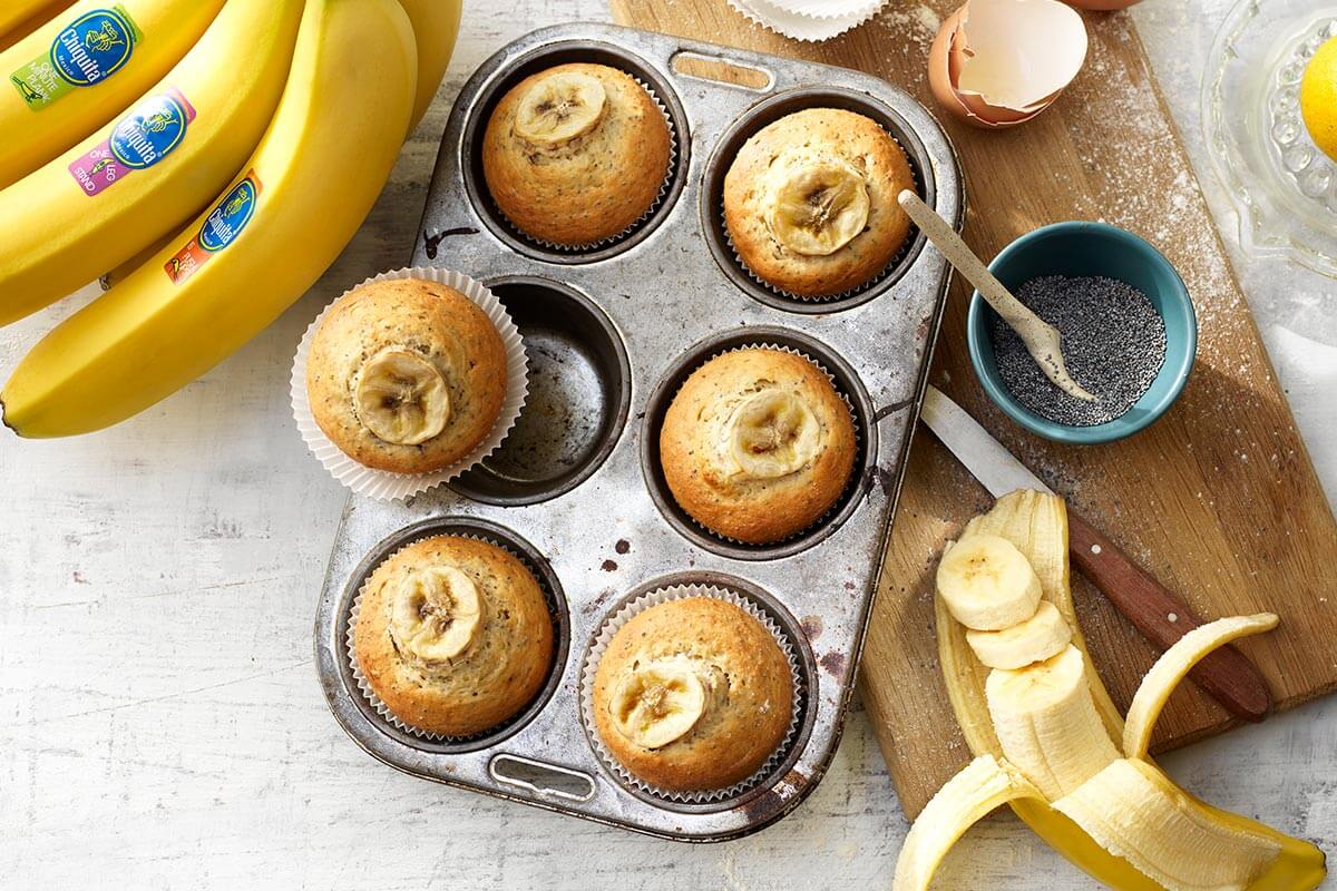 Zitronen-Chia-Mohn-Muffins mit Chiquita Bananen und Honigglasur ...