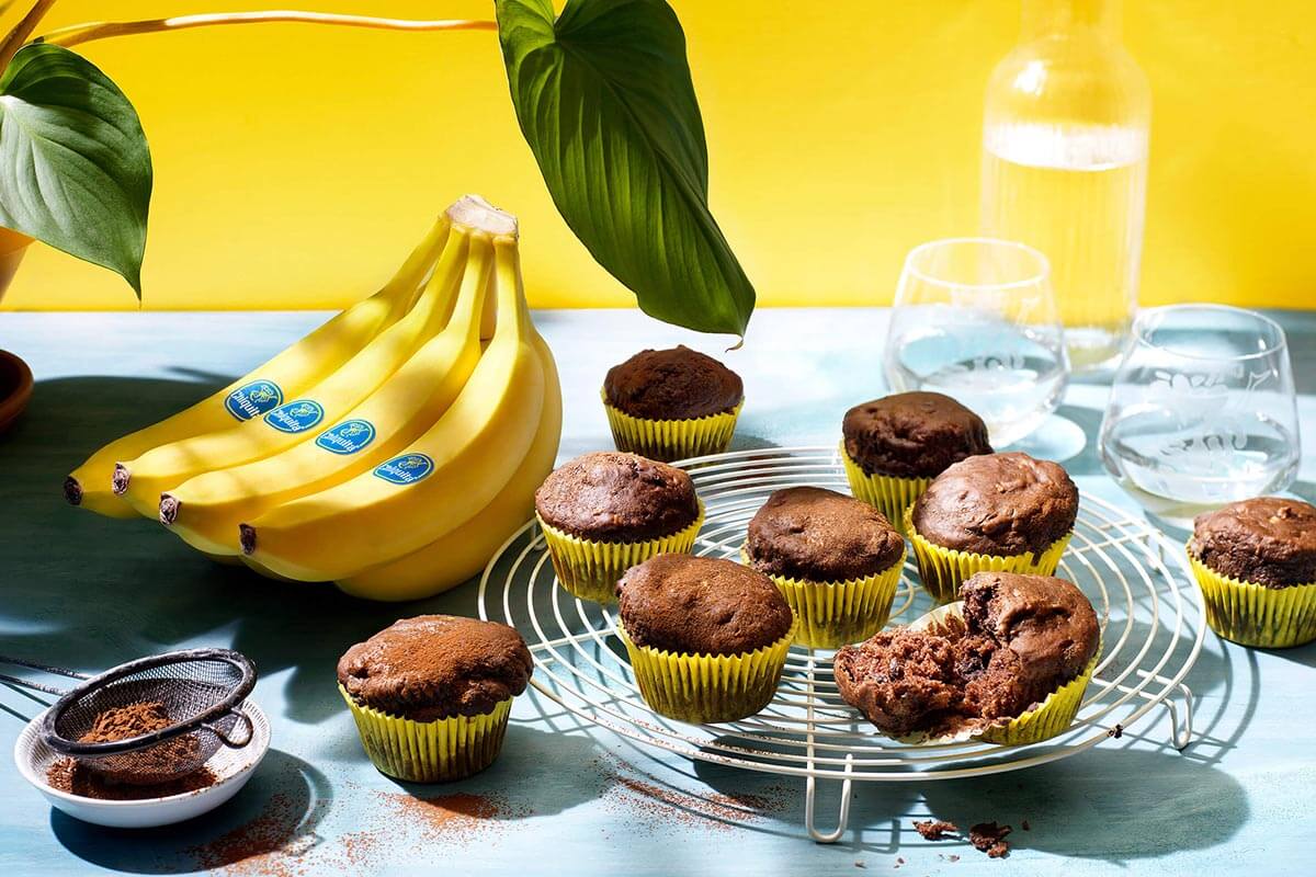 Vegane Schokomuffins mit Chiquita Bananen