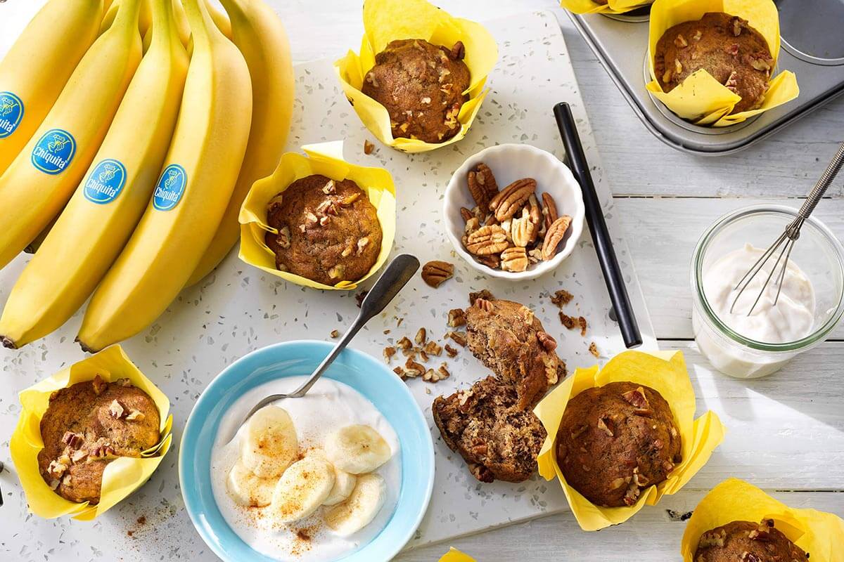 Vegane Chiquita Bananenmuffins mit Pekannüssen | Chiquita Rezepte