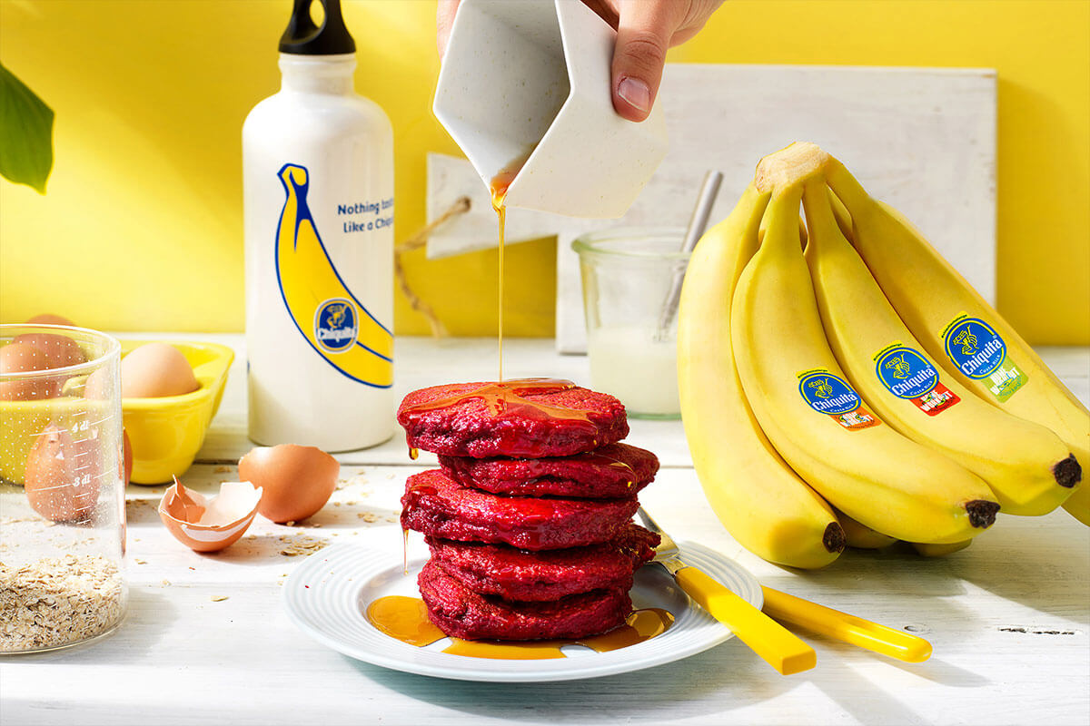 Post-Workout – Pfannkuchen mit Roter Bete und Chiquita Banane für Sumo-Kniebeugen