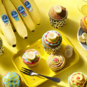 Kunstvolle Cupcakes mit Chiquita Bananen