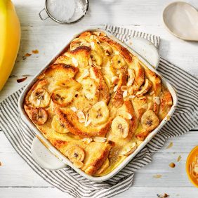 Brotpudding aus übrig gebliebenen Bananen