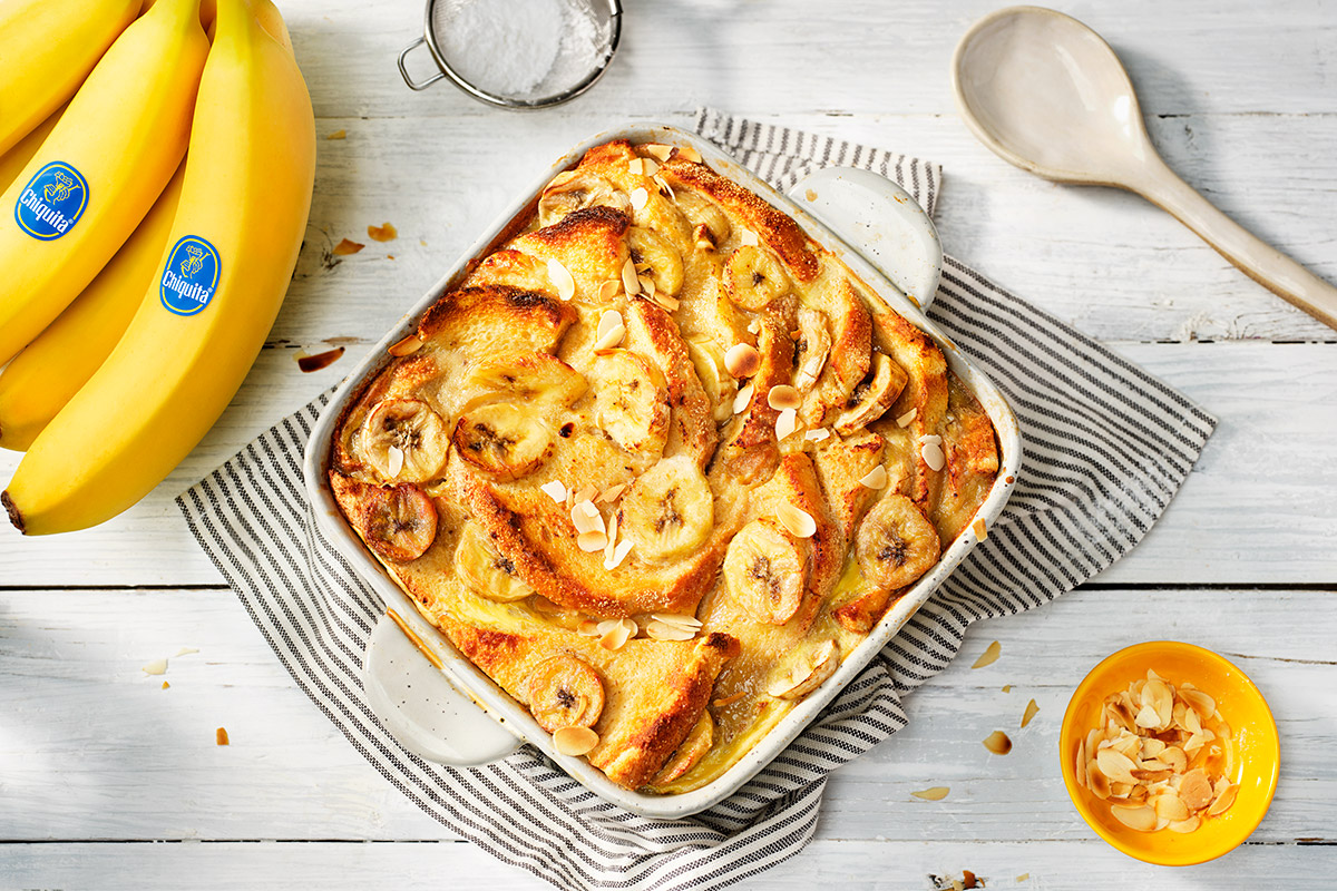 Brotpudding aus übrig gebliebenen Bananen