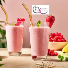 Pinker Chiquita Bananen-Johannisbeer-Shake