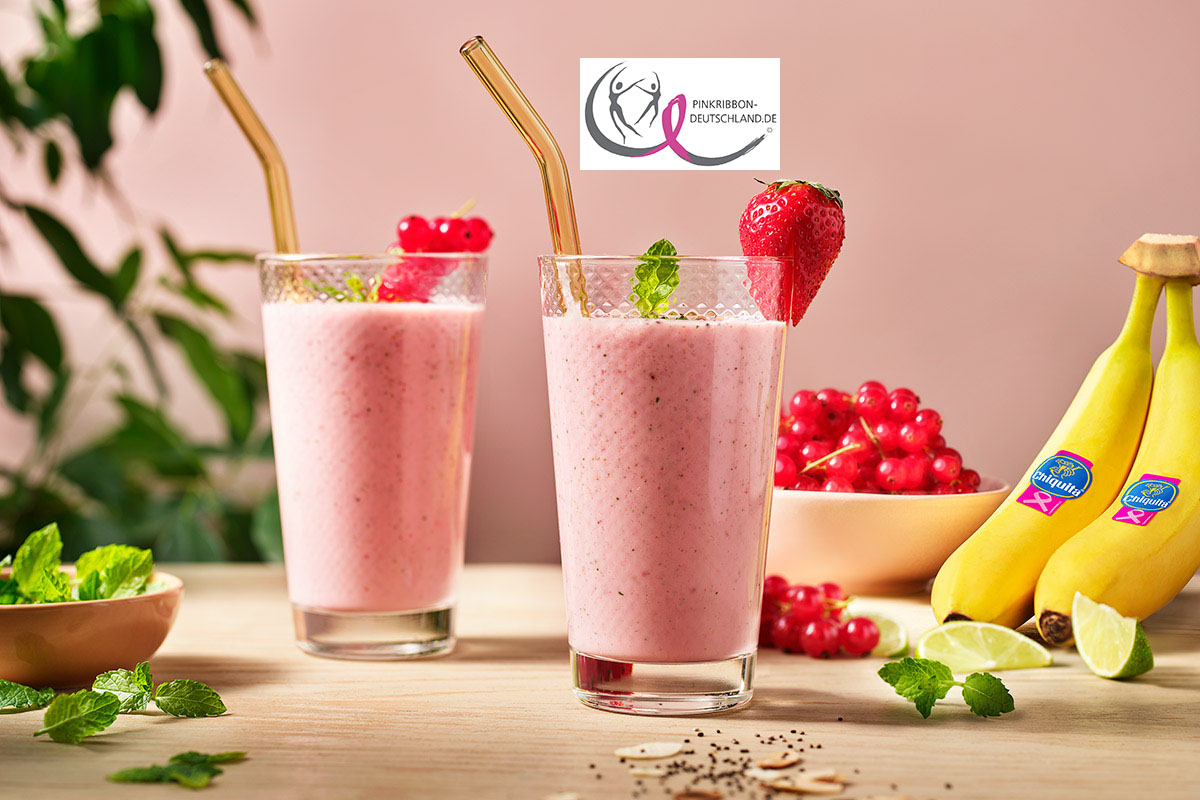 Pinker Chiquita Bananen-Johannisbeer-Shake