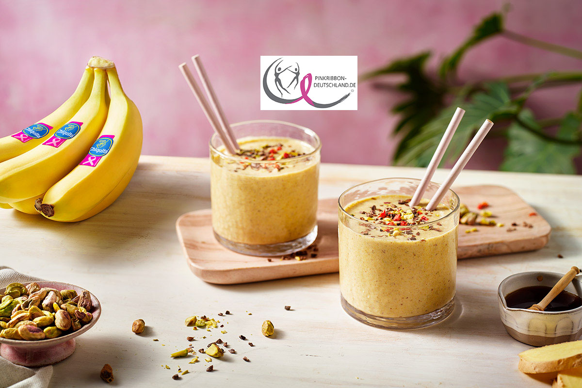 Kurkuma-Ingwer-Shake mit gefrorenen Chiquita Bananen