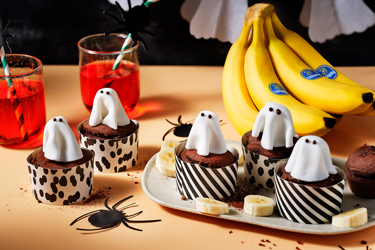 Gruselige Bananen-Cupcakes für Halloween