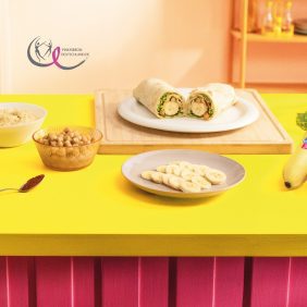 Vollkorn-Wrap mit Chiquita Banane, Hummus und Knusprigen Kichererbsen
