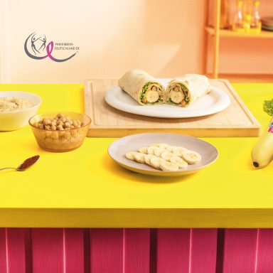 Vollkorn-Wrap mit Chiquita Banane, Hummus und Knusprigen Kichererbsen